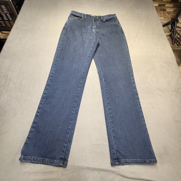Lee Jeans Womens 8 Blue Straight Leg Relaxed Fit Distressed Stretch Denim - Picture 1 of 10